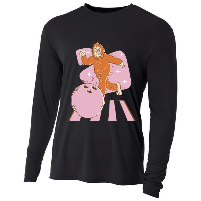 Bigfoot Bowling Sasquatch Funny Cooling Performance Long Sleeve Crew
