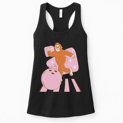 Bigfoot Bowling Sasquatch Funny Womens Tank Top
