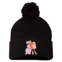Bigfoot Bowling Sasquatch Funny Pom Pom 12in Knit Beanie