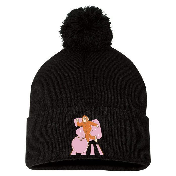 Bigfoot Bowling Sasquatch Funny Pom Pom 12in Knit Beanie