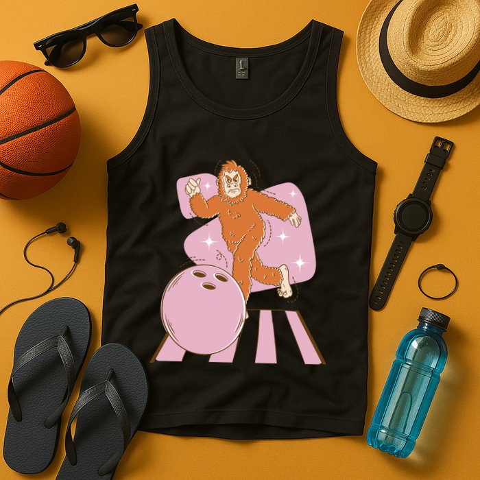 Bigfoot Bowling Sasquatch Funny Tank Top