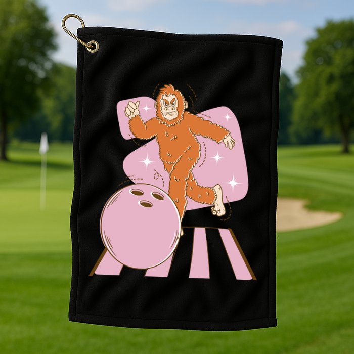Bigfoot Bowling Sasquatch Funny Golf Towel