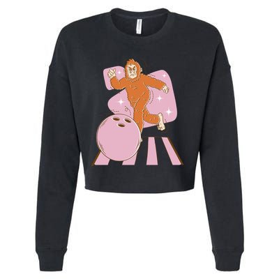 Bigfoot Bowling Sasquatch Funny Cropped Pullover Crew