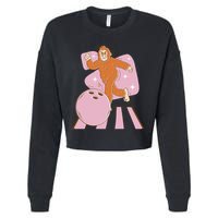 Bigfoot Bowling Sasquatch Funny Cropped Pullover Crew