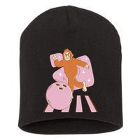 Bigfoot Bowling Sasquatch Funny Short Acrylic Beanie