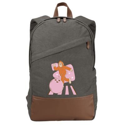 Bigfoot Bowling Sasquatch Funny Cotton Canvas Backpack