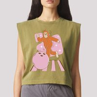 Bigfoot Bowling Sasquatch Funny Garment-Dyed Women's Muscle Tee
