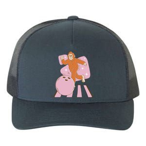 Bigfoot Bowling Sasquatch Funny Yupoong Adult 5-Panel Trucker Hat