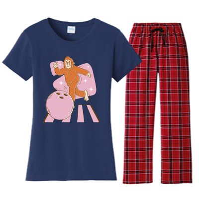 Bigfoot Bowling Sasquatch Funny Women's Flannel Pajama Set