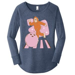 Bigfoot Bowling Sasquatch Funny Women's Perfect Tri Tunic Long Sleeve Shirt