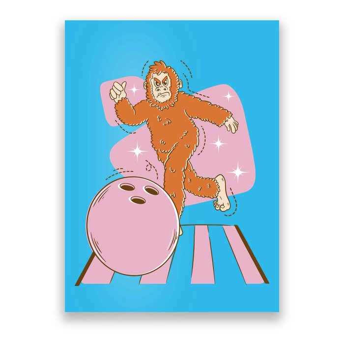 Bigfoot Bowling Sasquatch Funny Poster