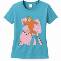 Bigfoot Bowling Sasquatch Funny Womens T-Shirt