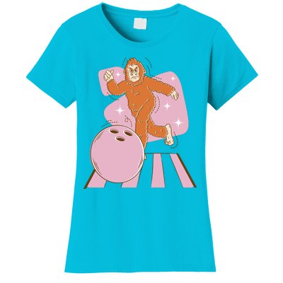 Bigfoot Bowling Sasquatch Funny Women's T-Shirt