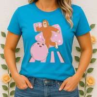 Bigfoot Bowling Sasquatch Funny Womens T-Shirt