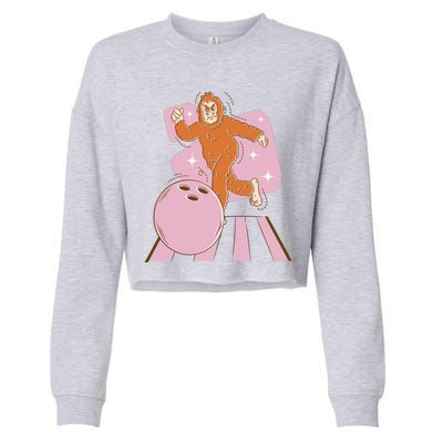 Bigfoot Bowling Sasquatch Funny Cropped Pullover Crew