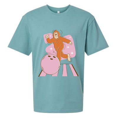 Bigfoot Bowling Sasquatch Funny Sueded Cloud Jersey T-Shirt