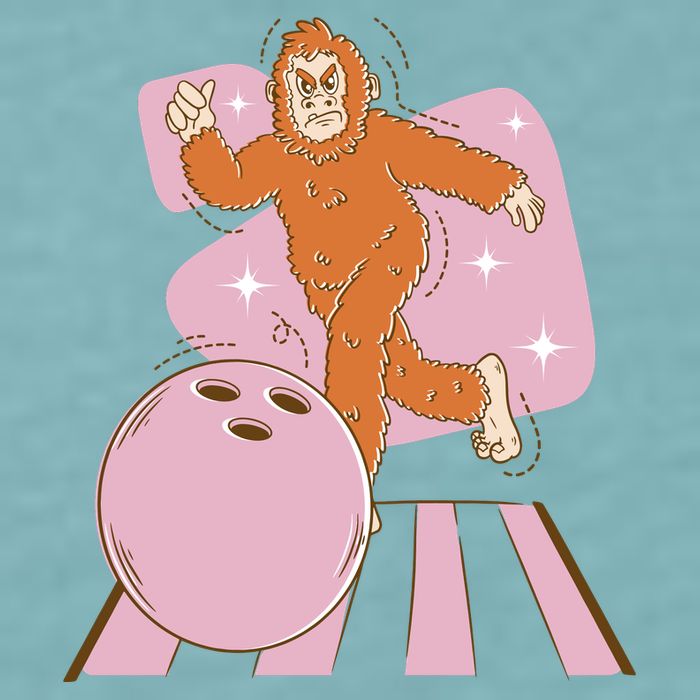 Bigfoot Bowling Sasquatch Funny Sueded Cloud Jersey T-Shirt