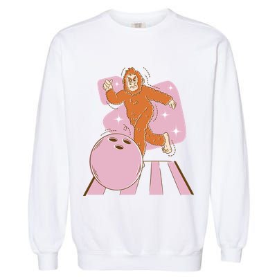 Bigfoot Bowling Sasquatch Funny Garment-Dyed Sweatshirt