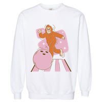 Bigfoot Bowling Sasquatch Funny Garment-Dyed Sweatshirt