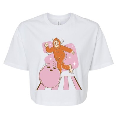 Bigfoot Bowling Sasquatch Funny Bella+Canvas Jersey Crop Tee