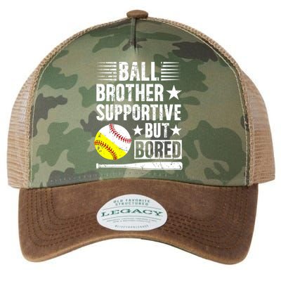 Ball Brother Supportive But Bored Softball Baseball Brother Cute Gift Legacy Tie Dye Trucker Hat