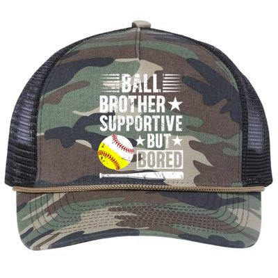 Ball Brother Supportive But Bored Softball Baseball Brother Cute Gift Retro Rope Trucker Hat Cap