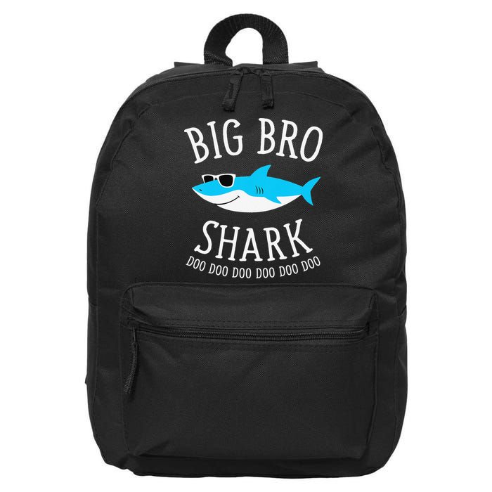 Big Bro Shark Funny Big Brother 16 in Basic Backpack