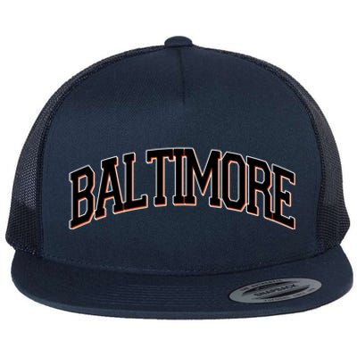 Baltimore Baseball Sport Logo Flat Bill Trucker Hat