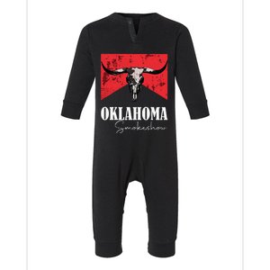 Boho Bull Skull Cow Oklahoma Smokeshow Western Country Infant Fleece One Piece