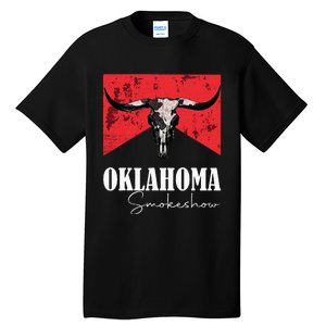 Boho Bull Skull Cow Oklahoma Smokeshow Western Country Tall T-Shirt