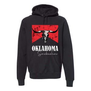 Boho Bull Skull Cow Oklahoma Smokeshow Western Country Premium Hoodie