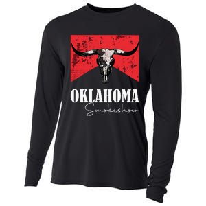 Boho Bull Skull Cow Oklahoma Smokeshow Western Country Cooling Performance Long Sleeve Crew