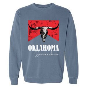 Boho Bull Skull Cow Oklahoma Smokeshow Western Country Garment-Dyed Sweatshirt