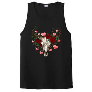 Boho Bull Skull Roses Heart Western Country Valentines Day Meaningful Gift PosiCharge Competitor Tank