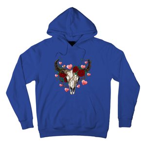 Boho Bull Skull Roses Heart Western Country Valentines Day Meaningful Gift Hoodie