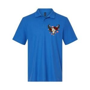 Boho Bull Skull Roses Heart Western Country Valentines Day Meaningful Gift Softstyle Adult Sport Polo