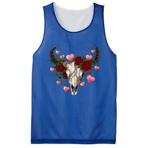 Boho Bull Skull Roses Heart Western Country Valentines Day Meaningful Gift Mesh Reversible Basketball Jersey Tank