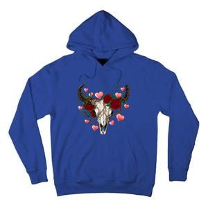 Boho Bull Skull Roses Heart Western Country Valentines Day Meaningful Gift Tall Hoodie