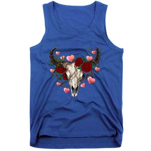 Boho Bull Skull Roses Heart Western Country Valentines Day Meaningful Gift Tank Top