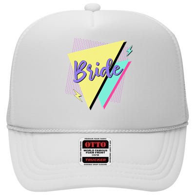 Bride & Bride Squad Retro 90’s Bachelorette Party Matching High Crown Mesh Back Trucker Hat