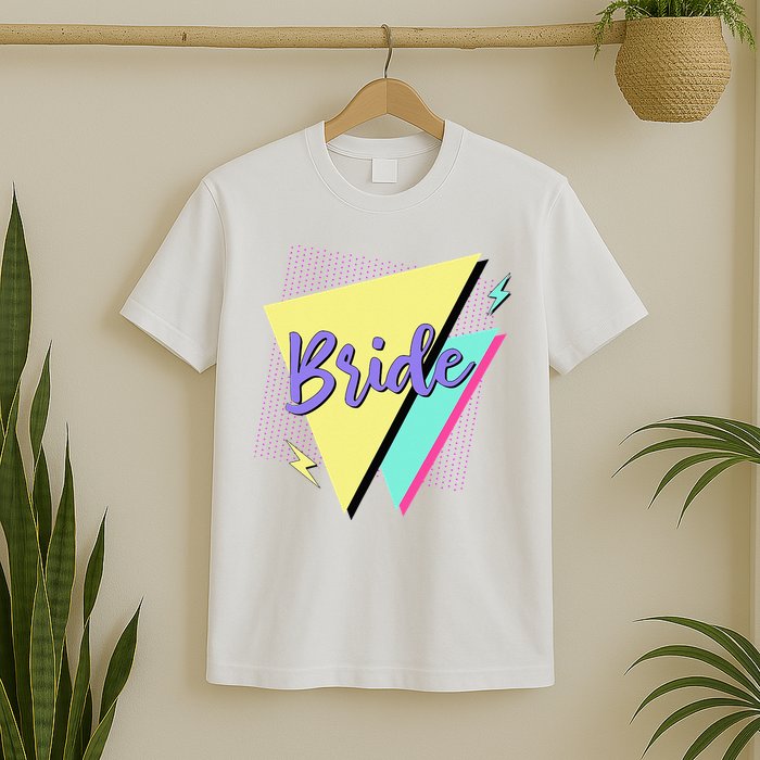 Bride & Bride Squad Retro 90’s Bachelorette Party Matching T-Shirt