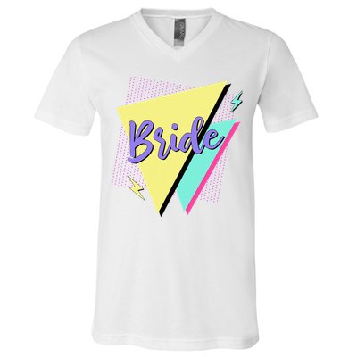 Bride & Bride Squad Retro 90’s Bachelorette Party Matching V-Neck T-Shirt
