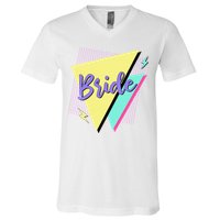 Bride & Bride Squad Retro 90’s Bachelorette Party Matching V-Neck T-Shirt