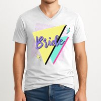 Bride & Bride Squad Retro 90’s Bachelorette Party Matching V-Neck T-Shirt