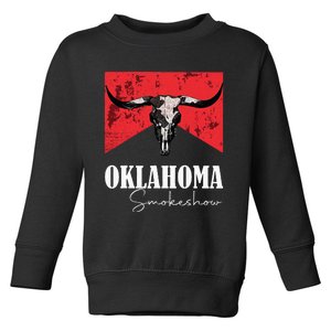 Boho Bull Skull Cow  Oklahoma Smokeshow Western Country Toddler Sweatshirt