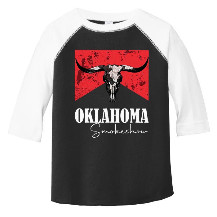 Boho Bull Skull Cow  Oklahoma Smokeshow Western Country Toddler Fine Jersey T-Shirt