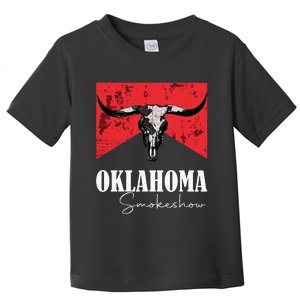 Boho Bull Skull Cow  Oklahoma Smokeshow Western Country Toddler T-Shirt