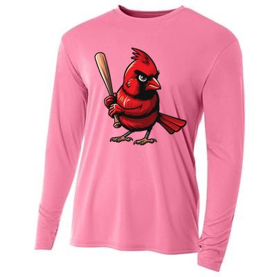 Baseball Bird Sports Fan Cardinal Cooling Performance Long Sleeve Crew