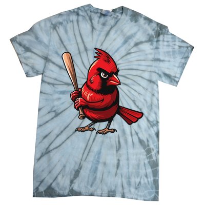 Baseball Bird Sports Fan Cardinal Tie-Dye T-Shirt