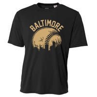 Baltimore Baseball Skyline Maryland Player Coach Fan Cooling Performance Crew T-Shirt